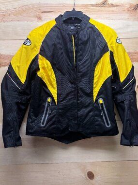 Joe Rocket Jacket Womens Medium Black Yellow Motorcycle Armor Inserts Biker
